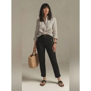 Banana Republic Sloan Black Crop Zip Cuff Pocket Stretch Pants Women Size 8